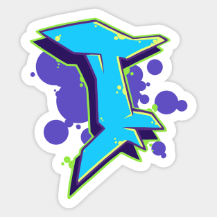 Letter I - Graffiti Street Art Style Blue Sticker